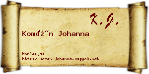 Komán Johanna névjegykártya